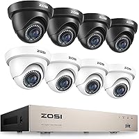 Security Cameras System,H.265+ 5MP Lite 8 Channel HD-TVI DVR Recorder and 8pcs 1080P HD 1920TVL Indoor Outdoor Surveillance CCTV Dome Cameras with Night Vision,Remote Access(NO HDD)