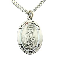 Westman Works St David Solid Pewter One Inch Saint Medal with Stainless Steel Chain