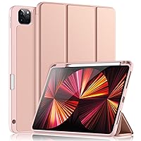 Wenlaty Compatible with iPad Pro 11 Inch Case 4th/3rd/2nd Generation with Pencil Holder, for iPad 11 Pro Case 2022/2021/2020, Slim Protective Cover with Soft TPU Back, Auto Wake/Sleep, Rose Pink
