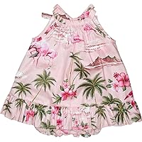 Baby Girl's Flamingo Paradise Halter Ruffle Hawaiian 2 Piece Dress Set