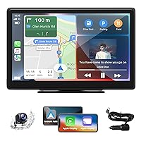 9 Inch Wireless Car Stereo with Carplay & Android Auto,Car Play Screen,Portable Touch Screen,Mirror Link, Bluetooth, AUX,FM,Siri