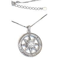 2 carat Diamond Necklace HANDMADE Diamond Compass Pendant 1.5ct I'D BE LOST WITHOUT YOU Gra Certified Lab Diamond Moss Jewelry for women Wedding Anniversary wife gift Sterling Silver 18kt Gold 3.5ct