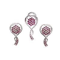 Minimalistic Daily Wear Ruby Sterling Silver 925 , 1.5 MM Ruby Silver Jewelry Set