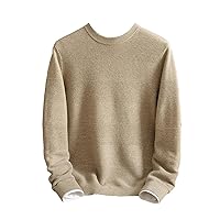 Cashmere Sweater Men's Long-Sleeved Casual Round Neck Solid Color Striped Autumn and Winter Knitted Sweater
