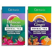 Hibiscus Berries Herbal Tea & Citrus Ginger Herbal Tea Set - Natural Loose Leaf Tea with No Artificial Ingredients - Brew As Hot Or Iced Tea