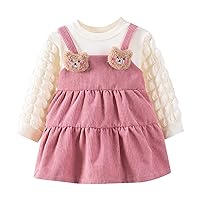 Little Girl Peach Dress Toddler Kids Baby Girls Long Sleeve Soild Bear Casual Princess Girls Christmas Sweater