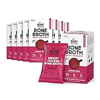 Bone Brewhouse - 9 Pack - Chicken Bone Broth Protein Powder - Ginger Beet Flavor - Keto & Paleo Friendly - Instant Soup Broth - 10g Protein - Natural Collagen & Gluten-Free - 45 Individual Packets