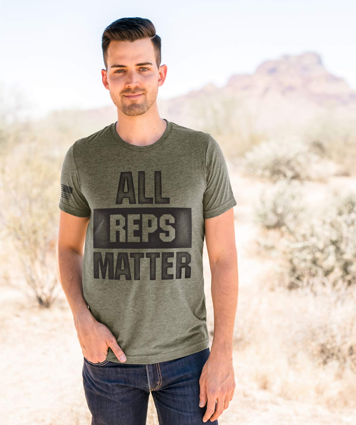 Superluxe Clothing Mens All Reps Matter American Flag Lifting Workout T-Shirt