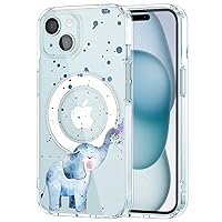 MAYCARI for iPhone 15 Pro Max Case Compatible with MagSafe, Magnetic Cute Cartoon Elephant Clear Phone Cover for Girls Women Soft TPU Hard Back Shockproof Protective Case for iPhone 15 Pro Max 6.7