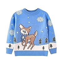 Toddler Boys Girls Christmas Deer Sweater Long Sleeve Warm Knitted Pullover Tops Baby Suit