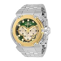 Invicta Men's 46mm Coalition Forces X-Wing Chronograph Green Dial High Polish Silver Tone Stainless Steel Watch