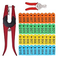 400PCS 1-100 Number Plastic Livestock Ear Tag Farm Animal Tags with Ear Tags Applicator Plier and Ear Tag Tool for Sheep Goat Dog Cattle Pig