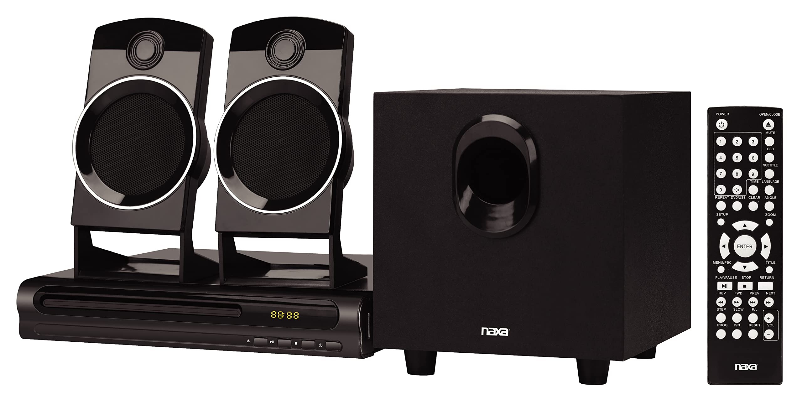 Naxa ND-863 2.1 Channel Home Theater DVD Player and Speaker Surround Sound System, Black