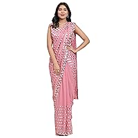 Sequin Striped Blouse One minute Georgette saree Ready to wear sari 1646