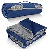 Tirrinia Waterproof Outdoor Blanket with Sherpa Lining, Windproof Triple Layers Warm Comfy Foldable for Camping Stadium, Beach, Picnic, Grass, Concerts, Car, Dog, 51''X 59'' & 59''X 80''