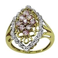 Carillon Pink Sapphire Round Shape 3MM Natural Earth Mined Gemstone 10K Yellow Gold Ring Unique Jewelry for Women & Men
