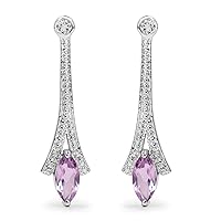 1.24 Carat Genuine Amethyst and White Topaz .925 Sterling Silver Earrings