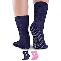 Pembrook Fuzzy Slipper Socks with Grippers for Women and Men - Non Skid Socks/No Slip Fuzzy Socks