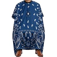 Blue Paisley Hair Cutting Cape Salon Haircut Apron Barbers Hairdressing Cape with Adjustable Snap Closure