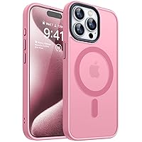CANSHN Magnetic Designed for iPhone 15 Pro Case [Compatible with Magsafe] [Translucent Matte] Slim Thin Shockproof Protective Bumper Cover Phone Case for iPhone 15 Pro 6.1 Inch - Pink