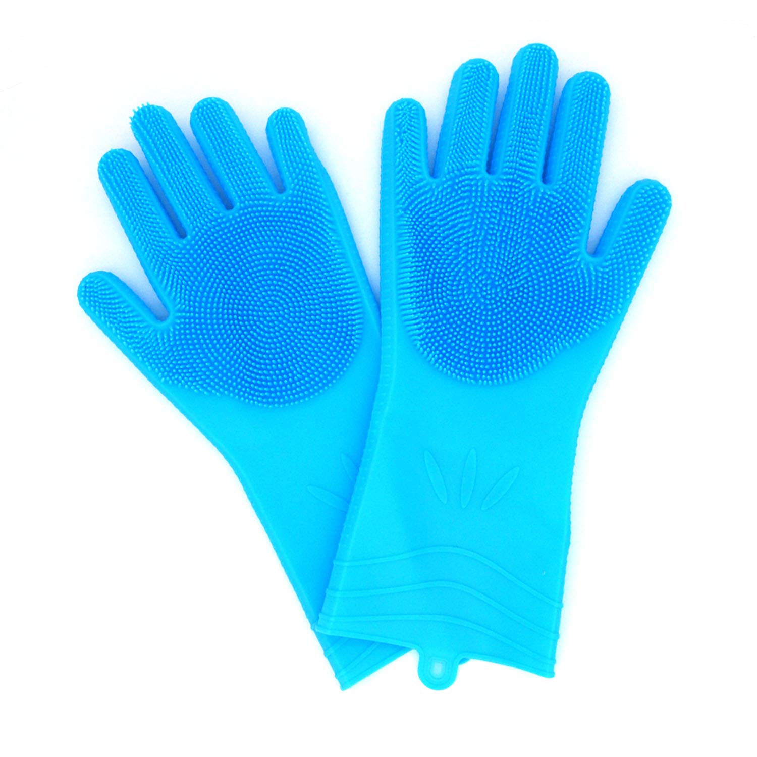 Dishwashing Gloves Silicone Reusable 2 sided Foaming Heat Resistant Scrubber for Kitchen 1 Pair