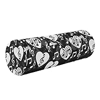 Music Heart Valentines Day Cervical Pillow for Neck Pain Relief Neck Round Body Bolster Pillows Knee Lumbar Support Pillow for Adults Bed Back Leg Yoga Travel with Removable Cover Gifts