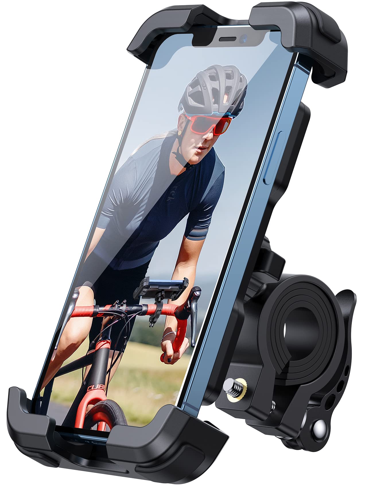 Lamicall Motorcycle Phone Mount, Bike Holder - Upgrade Adjustable Bike Phone Holder Clamp, Bicycle Scooter ATV Handlebar Cradle Clip for iPhone 14 Plus/Pro Max, 13, Galaxy S9 and 4.7 to 6.8