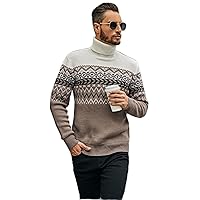 Sweaters for Men - Men Geo & Chevron Pattern Turtle Neck Sweater (Color : Multicolor, Size : Medium)