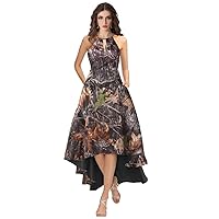 YINGJIABride Halter A-line High Low Camo Bridesmaid Dress Mother of The Bride Gowns