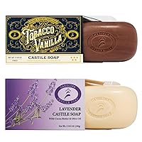 Body Wash Castile Soap Bar for Sensitive Skin - Natural Soap w/Olive Oil, Cocoa Butter & Coconut Oil - Gentle, Hydrating Castile Soap - Tobacco Vanilla and Levander