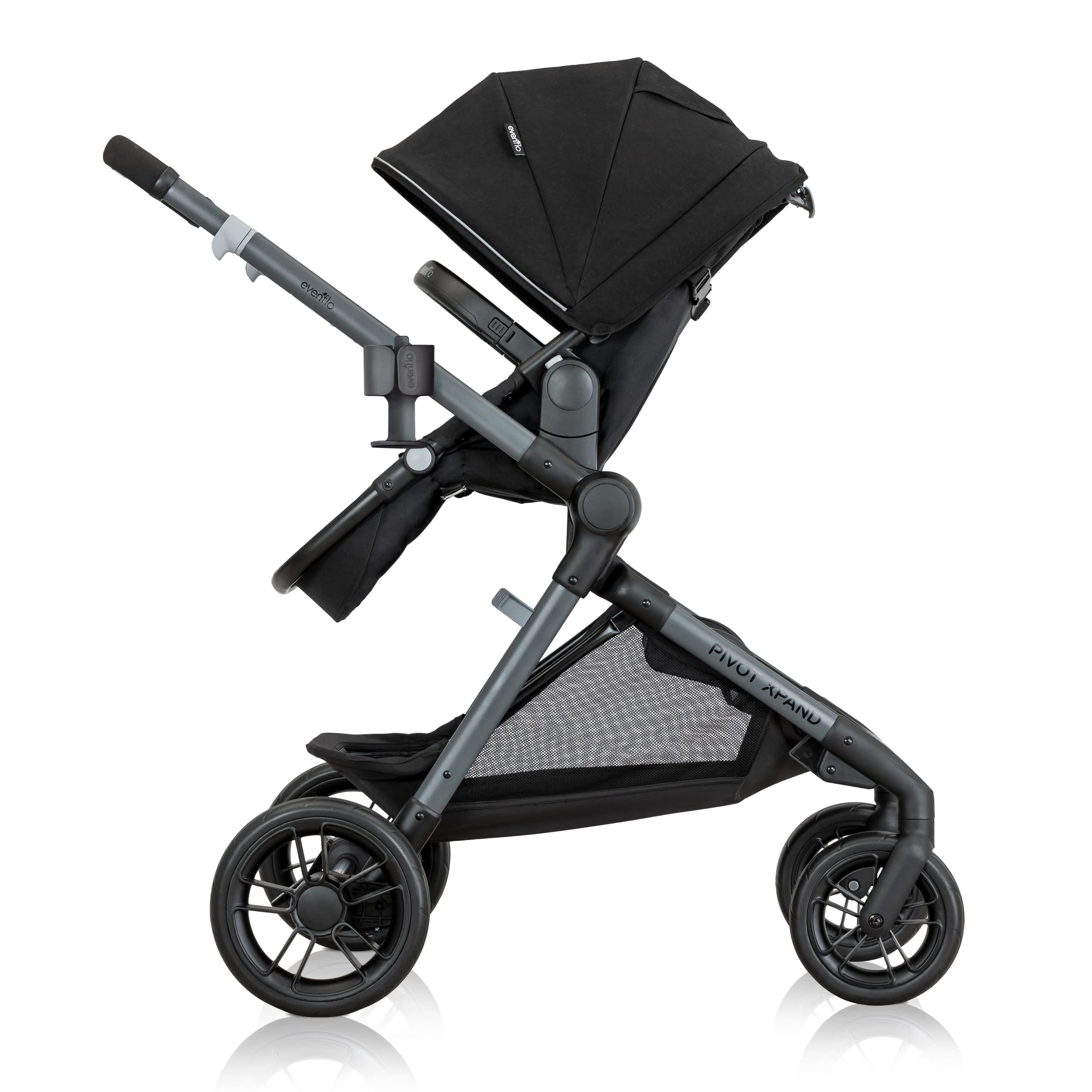 Evenflo Pivot Xpand Modular Travel System with LiteMax Infant Car Seat with Anti-Rebound Bar (Ayrshire Black)