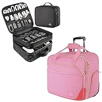 Rolling Briefcase for Women, Large Rolling Laptop Bag with Wheels Fits 17 Inch Notebook Gifts for Office Women, Cable Organizer Bag, Waterproof Travel Electronic Storage with Adjustable Divider