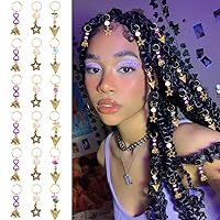 Formery Bead Star Loc accessories Gold Heart Elephant Braid Jewelry Colorful African Dreadlock Hair Rings for Black Women and Girls (18PCS)
