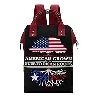 American Puerto Rico Flag Diaper Bag for Women Large Capacity Daypack Waterproof Mommy Bag Travel Laptop Backpack