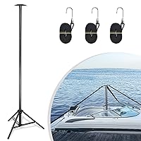 Boat Cover Support Poles Stand System,Pontoon Boat Cover Support with Metal Tripod Base,27-59 inch Boat Cover Poles Adjustable with 3 Straps