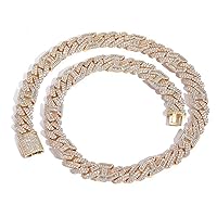 Sparkling Big Iced Out Cuban Link Necklace, Width 15mm Hip Hop Men Cuban Link Chain, Solid Thick Miami Cuban Chain for Men, 16-24 Inch - Gift Box Included
