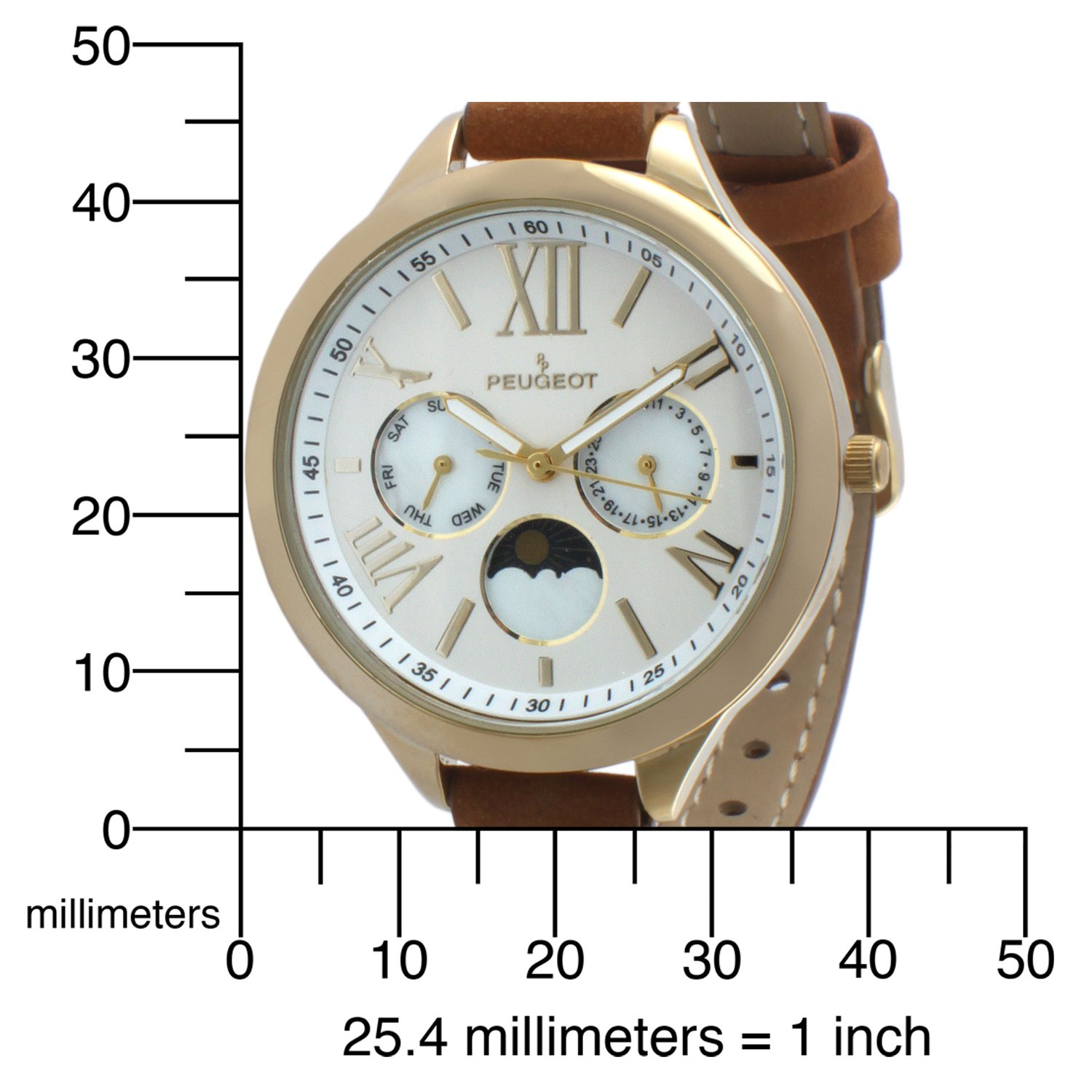 Peugeot Women's 3053 14K Gold Plated Analog Display Analog Quartz Brown Watch