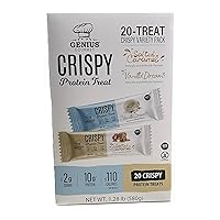 Genius Gourmet Crispy Protein Treat, 20-Treat Crispy Variety Pack Salted Caramel & Vanilla Dream
