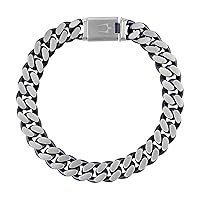 Bulova Men's Jewelry Classic Curb Chain Dual Surface Blue IP and Brushed Stainless Steel 10MM Bracelet