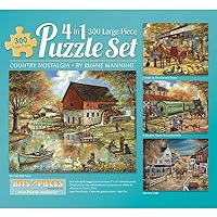 Bits and Pieces - Multipack of Four (4) 4-in-1 300 Piece Jigsaw Puzzles for Adults - Puzzles Measure 16
