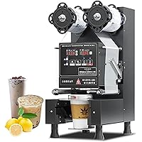 Fully Automatic Cup Sealing Machine 88/90/95MM Commercial Electric Cup Sealer 700 Cups/h Bubble Tea Milk Tea Sealing Machine Boba Maker for Sealing Plastic Cups of PP, PET, Paper black-1pc