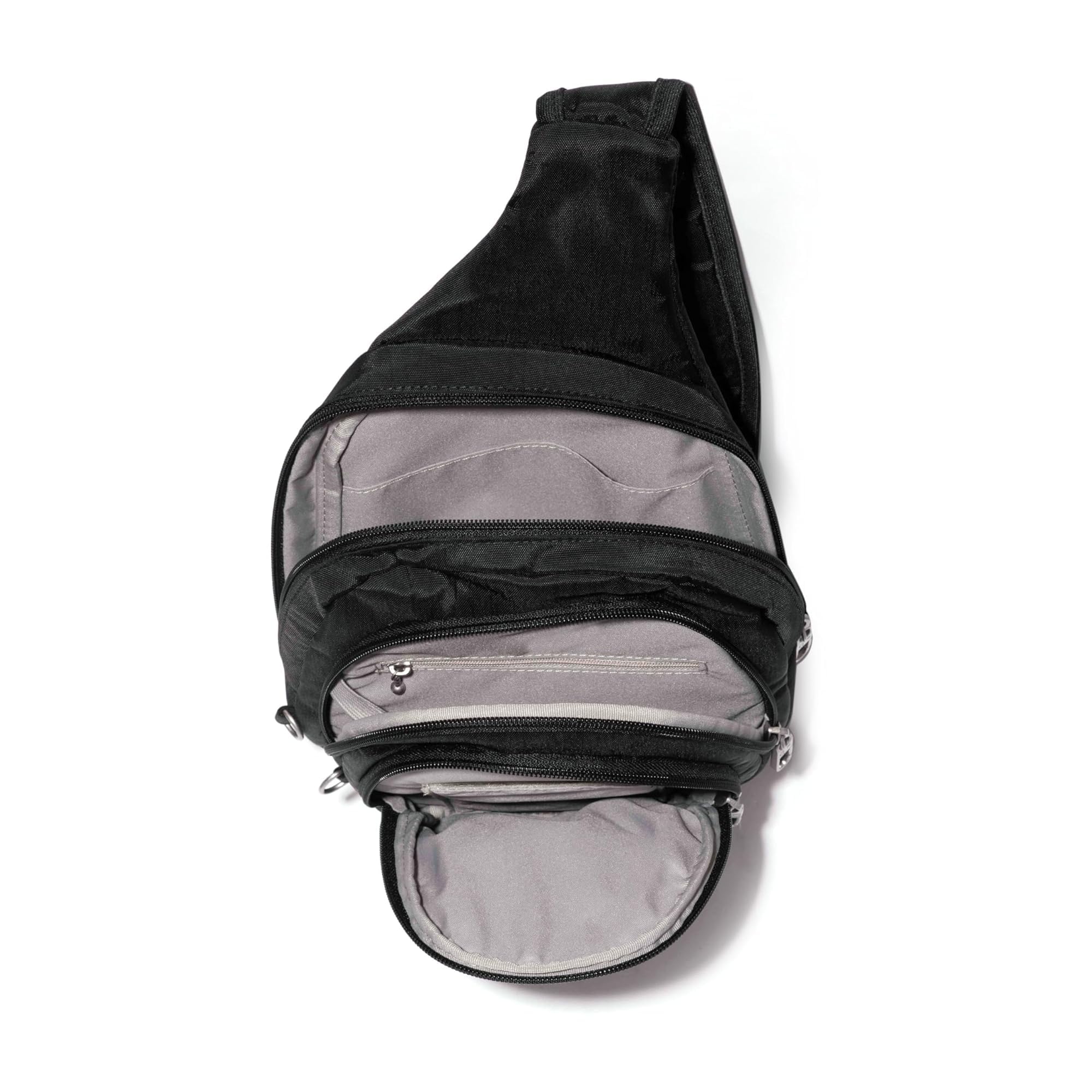 Baggallini Securtex® Anti-Theft Triple Zip Sling - Travel Backpack Sling Bag Crossbody - RFID Wallet Locking Zipper