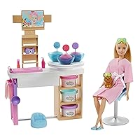 Barbie Spa Day Toy Playset with Blonde Doll & 10+ Accessories Including Puppy, Spa Station, Face Mask Mold & Dough