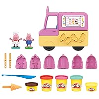 Peppa's Ice Cream Playset with Truck, Peppa Pig and George Figures, and 5 Non-Toxic Modeling Compound Cans, Toy for Kids 3 Years and Up