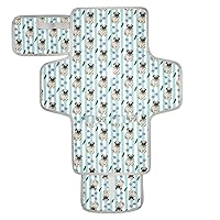 Cartoon Pugs Portable Diaper Changing Pad for Baby Waterproof Foldable Changing Mat Diaper Mat with Built-in Pillow for Picnic Shopping Park Travel