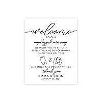 Andaz Press Custom Unplugged Ceremony Large Wedding Canvas Guestbook Alternative, 16 x 20 Inches, Personalized Enjoy This Moment with Us, Vertical, Custom Personalized Wedding Sign