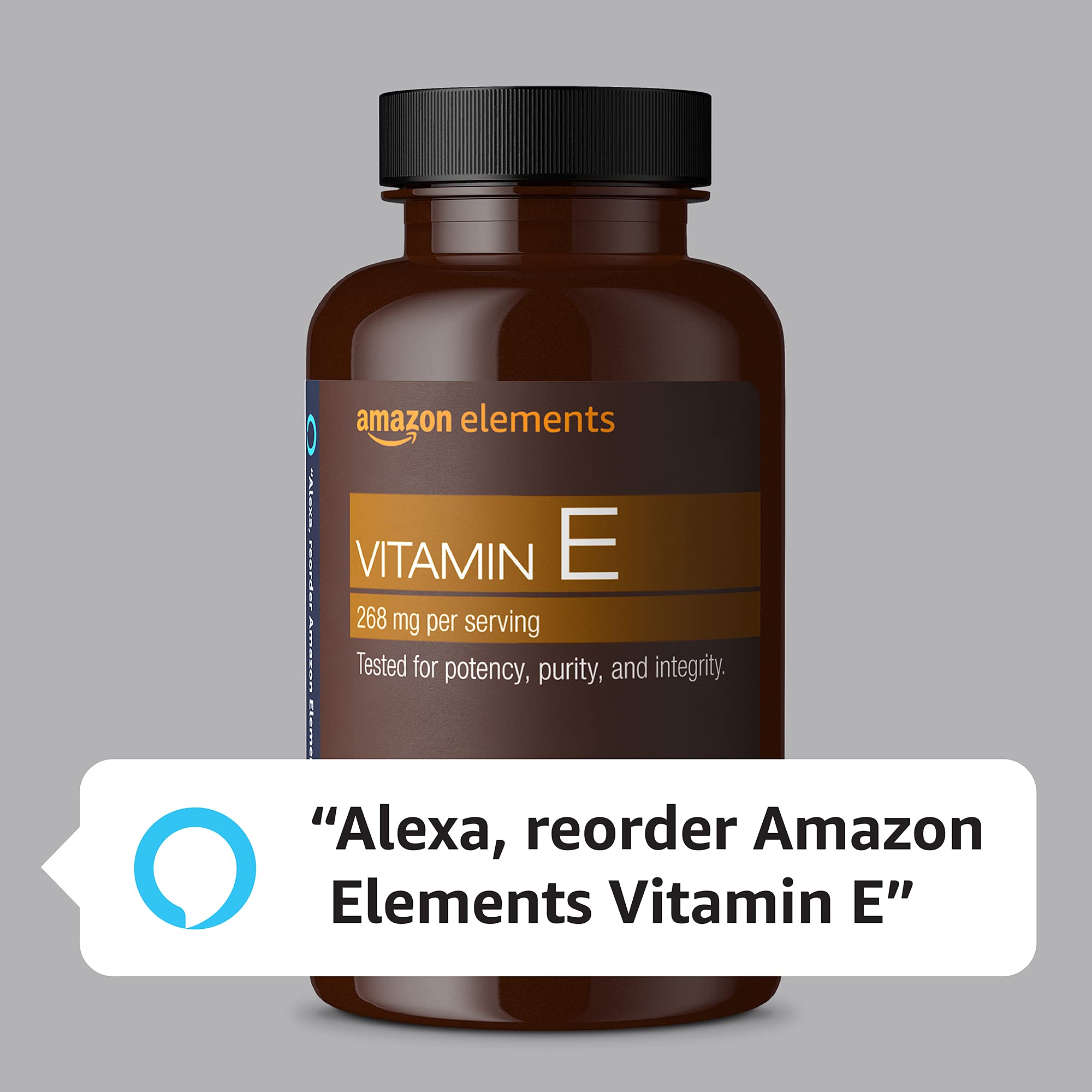 Amazon Elements Vitamin E, 400 IU, 100 Softgels, 100 days of supply (Packaging may vary)