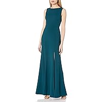 Jenny Yoo Women's Gia Open Back Boatneck Fit and Flare Crepe Gown