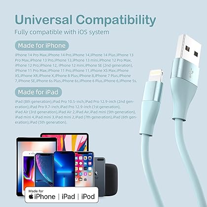 MenoSupp iPhone Charger [Apple MFi Certified] 3Pack 10FT Lightning Cable Fast Charging iPhone Charger Cord Compatible with iPhone 13 12 11 Pro Max XR XS X 8 7 6 Plus SE and More (Multi-Color)