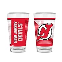 Rico Industries NHL Hockey16 oz Pint Glasses with Digitally Printed Logo, Practical Set of 2 Classic Drinking Glasses, Dishwasher Safe, Great for Water, Beer, Iced Tea, and More